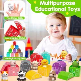 img 3 attached to 20 Piece Farm Animal Learning Toy Set For Toddlers - Develop Counting, Color Matching And Fine Motor Skills While Having Fun!