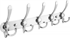 img 4 attached to Organize Your Entryway With TICONN Wall Mounted Coat Rack - 5 Tri Hooks For Heavy Duty Use In Chrome Finish