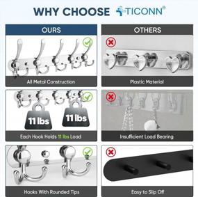 img 2 attached to Organize Your Entryway With TICONN Wall Mounted Coat Rack - 5 Tri Hooks For Heavy Duty Use In Chrome Finish