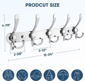 img 3 attached to Organize Your Entryway With TICONN Wall Mounted Coat Rack - 5 Tri Hooks For Heavy Duty Use In Chrome Finish