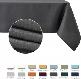 img 2 attached to Maxmill Textured Rectangle Tablecloth: Wrinkle Free, Spill Proof & Soft Jacquard For Buffet Banquet Parties Event Holiday Dinner - 60X84 Inch Charcoal
