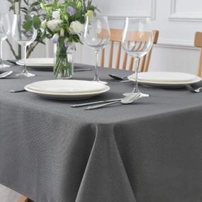 img 3 attached to Maxmill Textured Rectangle Tablecloth: Wrinkle Free, Spill Proof & Soft Jacquard For Buffet Banquet Parties Event Holiday Dinner - 60X84 Inch Charcoal