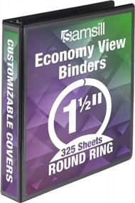img 4 attached to USA-Made Economy 1.5 Inch 3 Ring Binder By Samsill With Clear View Cover, Black (18550) - Perfect For Customization