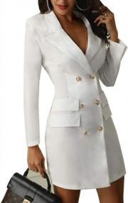 img 4 attached to Asskdan Women'S Double Breasted Blazer Dress Lapel Collar Elegant Long Sleeve OL Blazer Mini Dress
