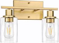 modern gold bathroom vanity light fixtures with clear glass shade - brushed brass wall sconce lighting for mirror, living room, bedroom, hallway - e26 base логотип