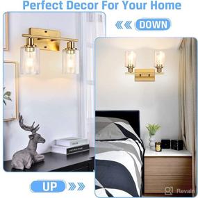 img 1 attached to Modern Gold Bathroom Vanity Light Fixtures with Clear Glass Shade - Brushed Brass Wall Sconce Lighting for Mirror, Living Room, Bedroom, Hallway - E26 Base