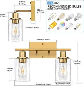 img 3 attached to Modern Gold Bathroom Vanity Light Fixtures with Clear Glass Shade - Brushed Brass Wall Sconce Lighting for Mirror, Living Room, Bedroom, Hallway - E26 Base