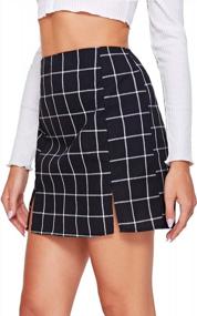 img 2 attached to High-Waisted Plaid Skirt With Front Zipper Split For Women - Bodycon Mini Skirt By WDIRARA