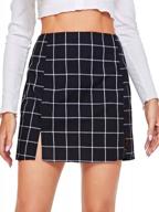 high-waisted plaid skirt with front zipper split for women - bodycon mini skirt by wdirara logo