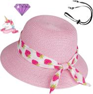 милая и удобная соломенная шляпа от солнца для девочек для пляжных дней: регулируемый размер, ремешок на подбородке и простота упаковки для детей 5-10 лет логотип