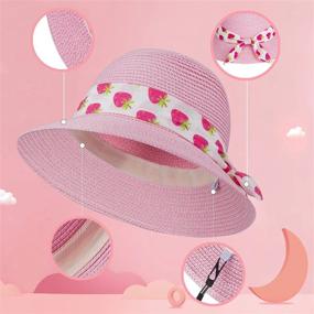 img 3 attached to Cute And Comfy Girls' Sun Straw Hat For Beach Days: Adjustable Size, Chin Strap, And Easy To Pack For Kids 5-10 Years