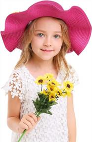 img 2 attached to Protect Your Kids In Style: Multi-Color Large Brim Flower Beach Sun Hats