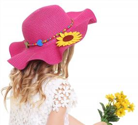 img 1 attached to Protect Your Kids In Style: Multi-Color Large Brim Flower Beach Sun Hats