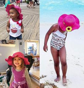 img 3 attached to Protect Your Kids In Style: Multi-Color Large Brim Flower Beach Sun Hats