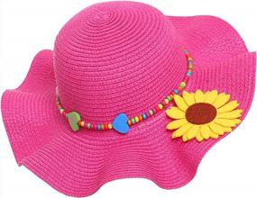 img 4 attached to Protect Your Kids In Style: Multi-Color Large Brim Flower Beach Sun Hats