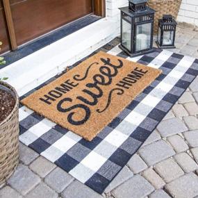img 3 attached to Hand-Woven Cotton Buffalo Plaid Check Rug - 35.4''X59'' Indoor/Outdoor Area Rugs For Layered Door Mats, Washable Carpet For Porch/Kitchen/Farmhouse Black And White
