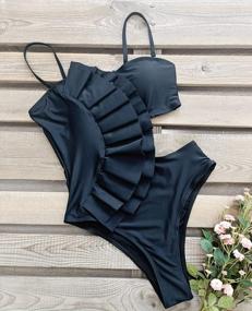 img 1 attached to SPORLIKE Flounce One Piece Swimsuit With Cutout Detail, Padded Monokini Bathing Suit For Women