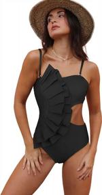 img 4 attached to SPORLIKE Flounce One Piece Swimsuit With Cutout Detail, Padded Monokini Bathing Suit For Women
