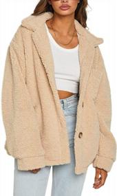 img 4 attached to Stylish Notch Lapel Faux Fur Fluffy Shacket Outwear Coat For Women - Perfect For Autumn And Winter