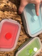 img 1 attached to 🥗 CARTINTS Green Collapsible Food Storage Containers: 4 Piece Set with Lids, Silicone Lunch Containers, Microwave and Freezer Safe review by Brandon Vox