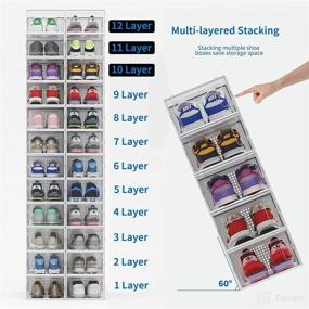 img 2 attached to 👞 Clear Stackable Shoe Storage Boxes - 10 Pack Drawer Type Front Opening Sneaker Organizers