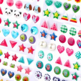 img 3 attached to 240 Piece Sticker Earrings 3D Gems Sticker Girls Sticker Earrings Self-Adhesive Glitter Craft Crystal Stickers (Style A)