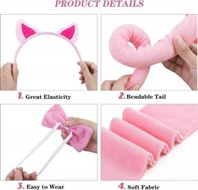 img 1 attached to 100 Days Of School Animal Costume Headband Tail Skirt Socks Bowtie Cosplay Accessory - ADXCO 5 Pieces Halloween Costume