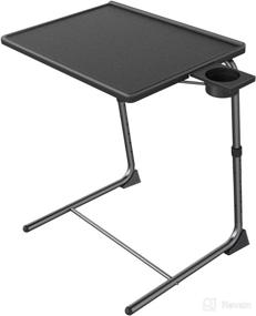 img 4 attached to 📺 Enhanced Adjustable TV Tray Table - Sofa and Bed TV Dinner Tray, Convenient Folding Table with 6 Height Options & 3 Tilt Angles (Black)