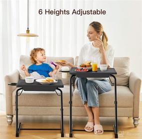 img 3 attached to 📺 Enhanced Adjustable TV Tray Table - Sofa and Bed TV Dinner Tray, Convenient Folding Table with 6 Height Options & 3 Tilt Angles (Black)