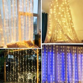 img 2 attached to 🔦 Versatile 300LED Copper Wire Curtain Lights: Remote Controlled, 8 Modes, DIY Patterns, Ideal for Garden, Room, Party Décor (Warm White)