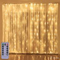 🔦 versatile 300led copper wire curtain lights: remote controlled, 8 modes, diy patterns, ideal for garden, room, party décor (warm white) logo