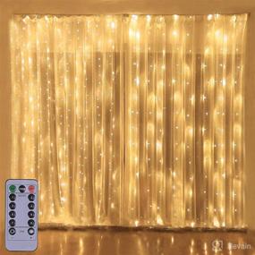 img 4 attached to 🔦 Versatile 300LED Copper Wire Curtain Lights: Remote Controlled, 8 Modes, DIY Patterns, Ideal for Garden, Room, Party Décor (Warm White)