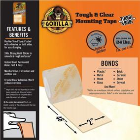 img 1 attached to Gorilla Tough & Wide Heavy Duty Double Sided Mounting Tape - 2" X 48", Clear (1 Pack)