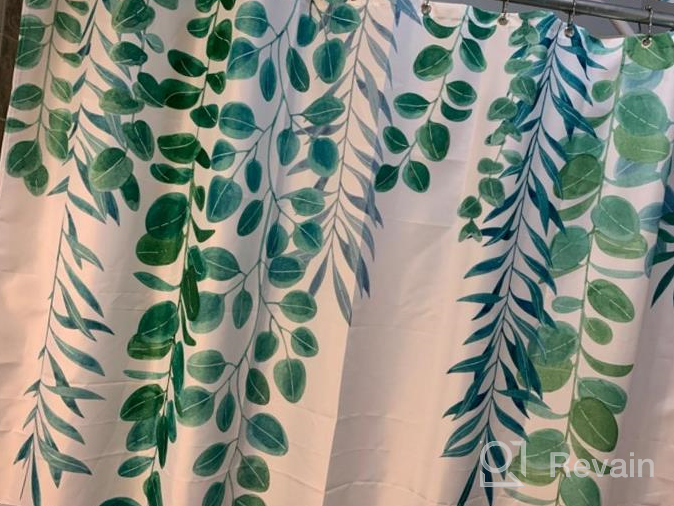 img 1 attached to Transform Your Bathroom With LIVILAN'S Green Leaf Eucalyptus Shower Curtain, Watercolor Sage Leaves Botanical Design, 72X72 Inches With 12 Hooks Included review by Eric Beck