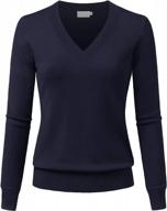 jscend women's v-neck long sleeve solid basic soft stretch pullover knit sweater logo