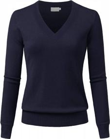 img 4 attached to JSCEND Women'S V-Neck Long Sleeve Solid Basic Soft Stretch Pullover Knit Sweater