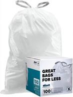 100 count white drawstring garbage liners - compatible with simplehuman (x) code x, 21 gallon / 80 liter trash cans │26" x 34.75" │plasticplace tra335wh логотип