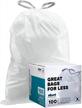 100 count white drawstring garbage liners - compatible with simplehuman (x) code x, 21 gallon / 80 liter trash cans │26" x 34.75" │plasticplace tra335wh logo