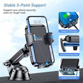 img 1 attached to 📱 Blukar 2022 Upgraded 3-in-1 Car Phone Holder: Stable Mount for Dashboard, Windshield, and Air Vent - One Button Release, Strong Suction - Compatible with 4.0 to 6.7 inch Phones