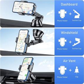 img 3 attached to 📱 Blukar 2022 Upgraded 3-in-1 Car Phone Holder: Stable Mount for Dashboard, Windshield, and Air Vent - One Button Release, Strong Suction - Compatible with 4.0 to 6.7 inch Phones