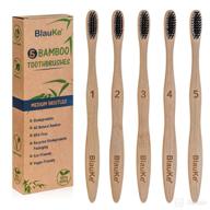 5 pack bamboo toothbrushes with medium bristles logo