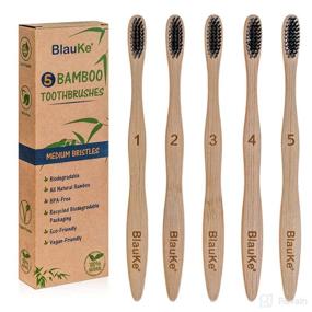 img 4 attached to 5 Pack Bamboo Toothbrushes with Medium Bristles