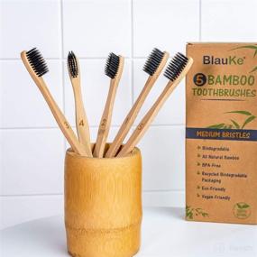 img 3 attached to 5 Pack Bamboo Toothbrushes with Medium Bristles