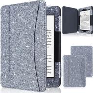 glitter grey folio smart cover leather case with auto sleep wake feature for all new and previous kindle paperwhite models - acdream kindle paperwhite case 2018 logo