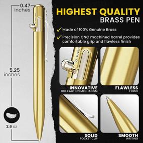 img 2 attached to Raw Brass Bolt Action Retractable Ballpoint Pen With Gift Case - Luxury Executive Metal Ink Refillable Business Office EDC Pen For Men & Women