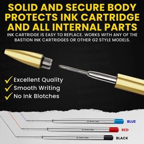 img 3 attached to Raw Brass Bolt Action Retractable Ballpoint Pen With Gift Case - Luxury Executive Metal Ink Refillable Business Office EDC Pen For Men & Women
