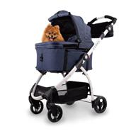 🐾 ibiyaya new cleo travel system pet stroller: 3-in-1 dog carrier, stroller, & travel bag - lightweight & stylish, suitable for small dogs, medium dogs, cats up to 44 lbs (blue jeans) logo