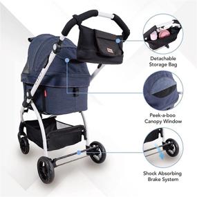 img 2 attached to 🐾 ibiyaya New Cleo Travel System Pet Stroller: 3-in-1 Dog Carrier, Stroller, & Travel Bag - Lightweight & Stylish, Suitable for Small Dogs, Medium Dogs, Cats up to 44 lbs (Blue Jeans)