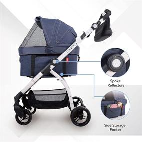 img 1 attached to 🐾 ibiyaya New Cleo Travel System Pet Stroller: 3-in-1 Dog Carrier, Stroller, & Travel Bag - Lightweight & Stylish, Suitable for Small Dogs, Medium Dogs, Cats up to 44 lbs (Blue Jeans)