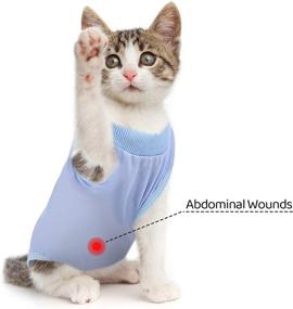 img 2 attached to 🐱 SAWMONG Cat Recovery Suit: Post-Surgery Solution for Abdominal Wounds, E-Collar Alternative for Cats - Anti Licking Snugly Shirt